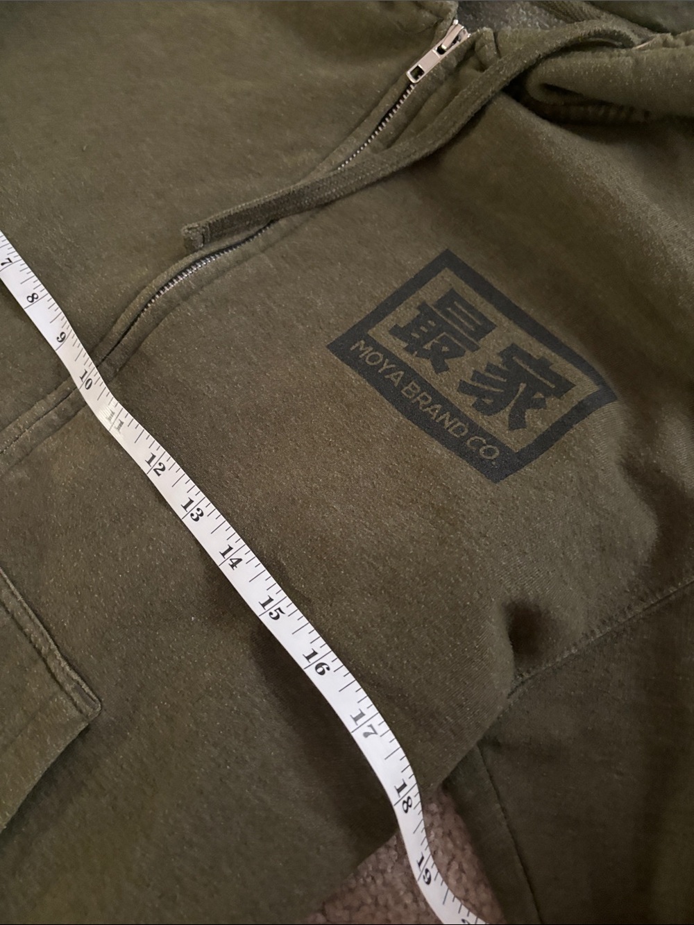 Moya Brand Olive Green Zip-Up Hoodie Sweater size men’s medium - Picture 3 of 5